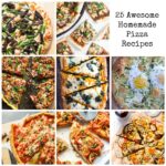 Photo collage featuring unique homemade pizzas.