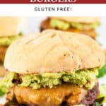 Grilled Southwest burgers with roasted poblanos, guacamole, and cilantro.