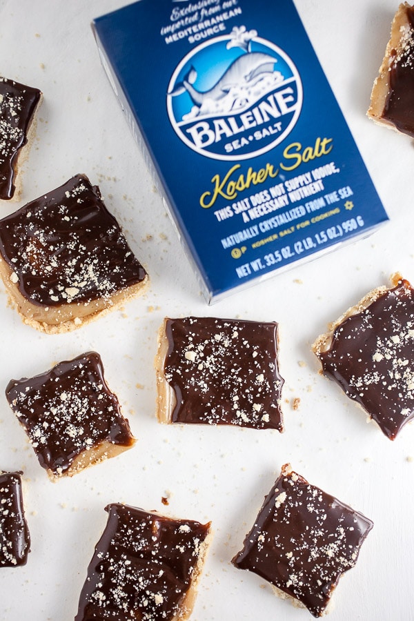 These Salted Caramel Chocolate Shortbread bars were the hit of the French party I threw this summer. There's rich chocolate ganache, sweet caramel, crunchy shortbread, and sea salt to balance the whole thing out! #ad #madeinfrance Salted Caramel Chocolate Shortbread Bars
