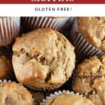 Roasted banana walnut muffins in bowl.