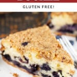 Blueberry buckle coffee cake with streusel topping.