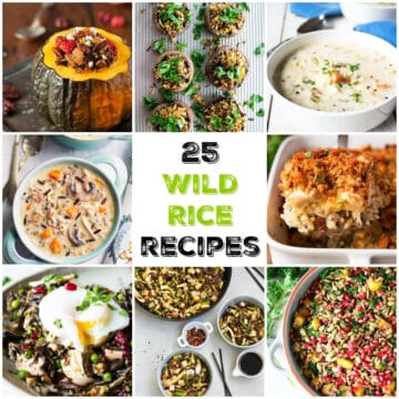 Photo collage of assorted wild rice recipes.