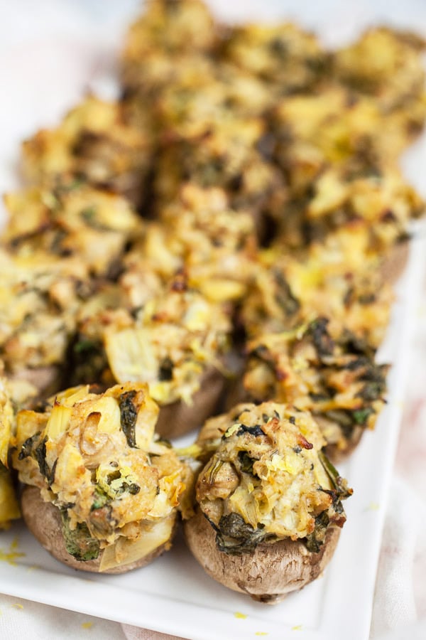 Spinach Artichoke Stuffed Mushrooms The Rustic Foodie®