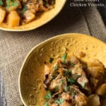 Slow Cooker Chicken Vesuvio In Yellow Bowls