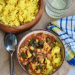 Slow Cooker Chickpea Curry and Rice In Bowl