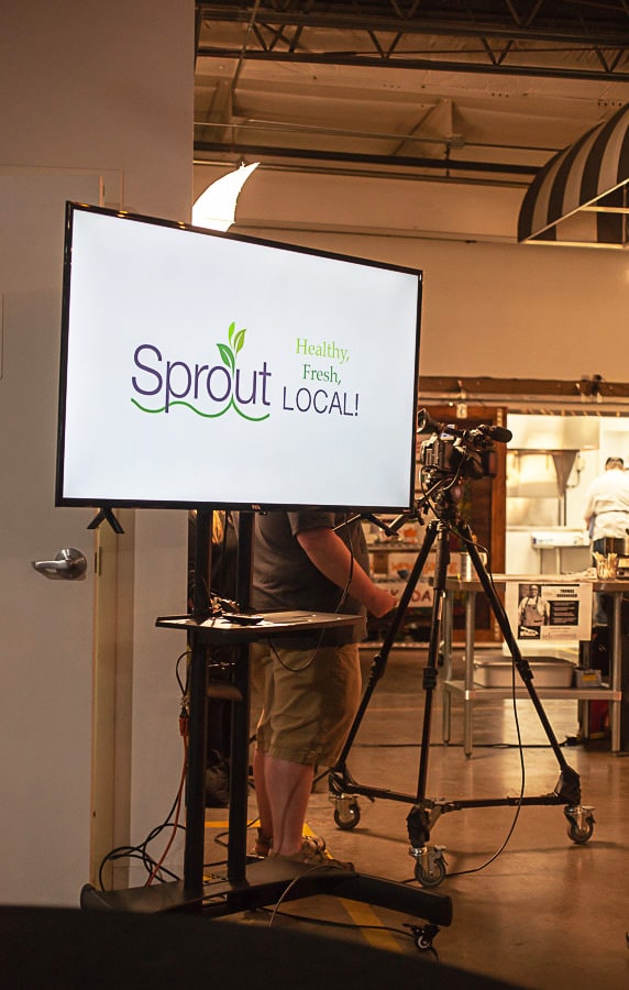 TV screen and camera in Sprout kitchen stadium.