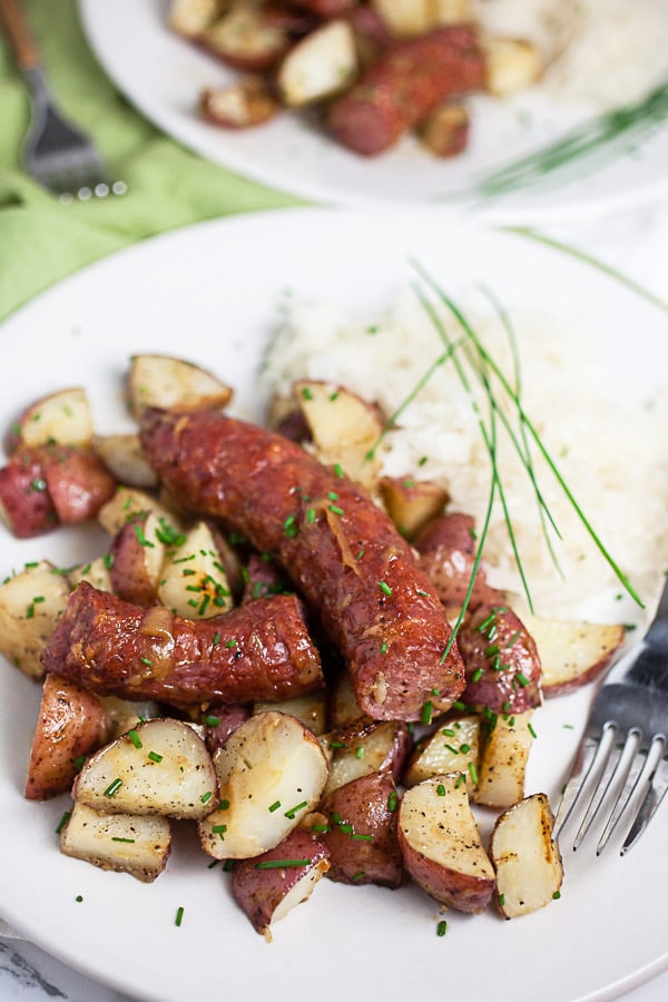 Sheet Pan Sausage and Potatoes Recipe | The Rustic Foodie®