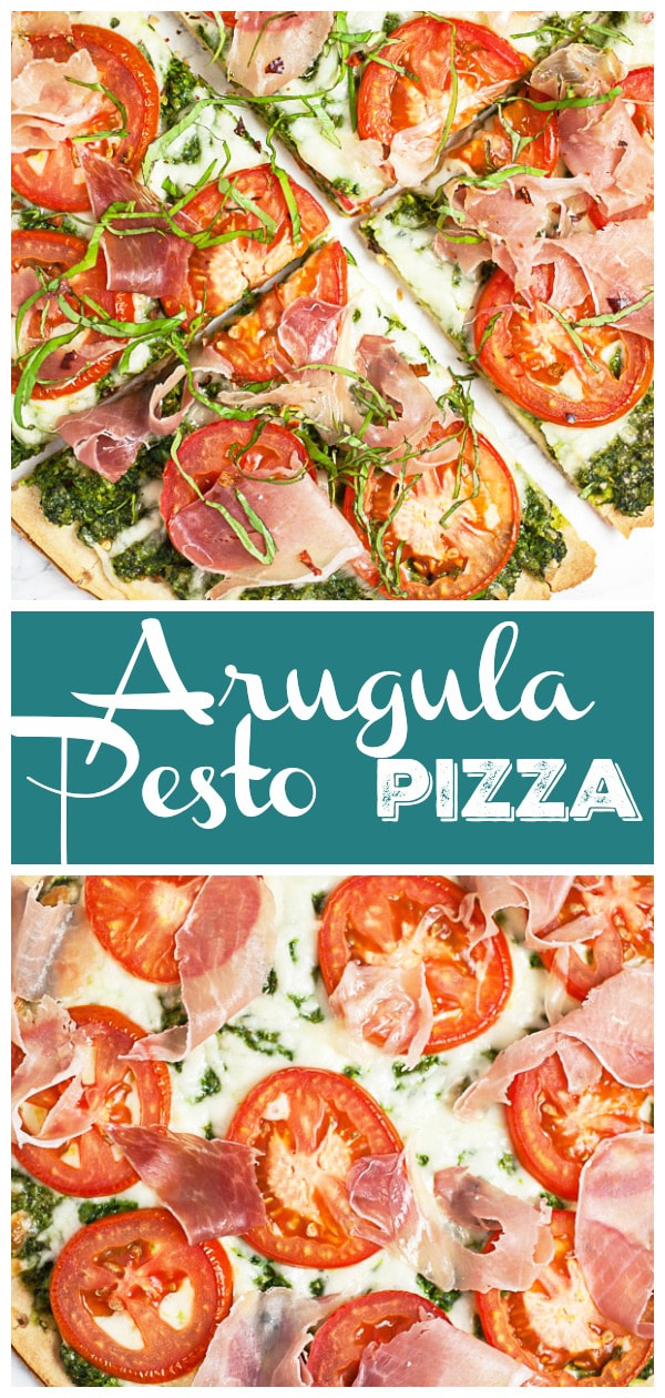 Arugula Pesto Pizza with Prosciutto and Tomato The Rustic Foodie®