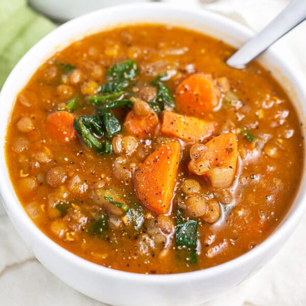 Instant Pot Lentil Soup with Spinach | The Rustic Foodie®