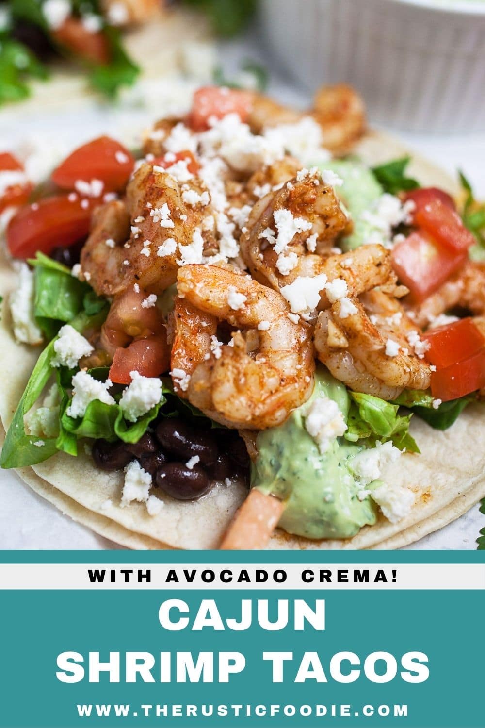 Cajun Shrimp Tacos with Avocado Sauce | The Rustic Foodie®