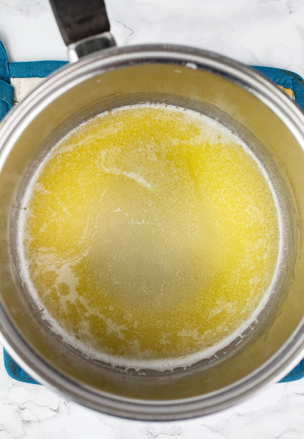 Melted butter in sauce pan.