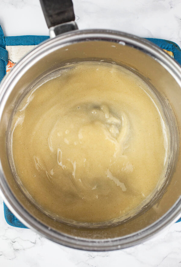 Butter and flour roux in sauce pan.