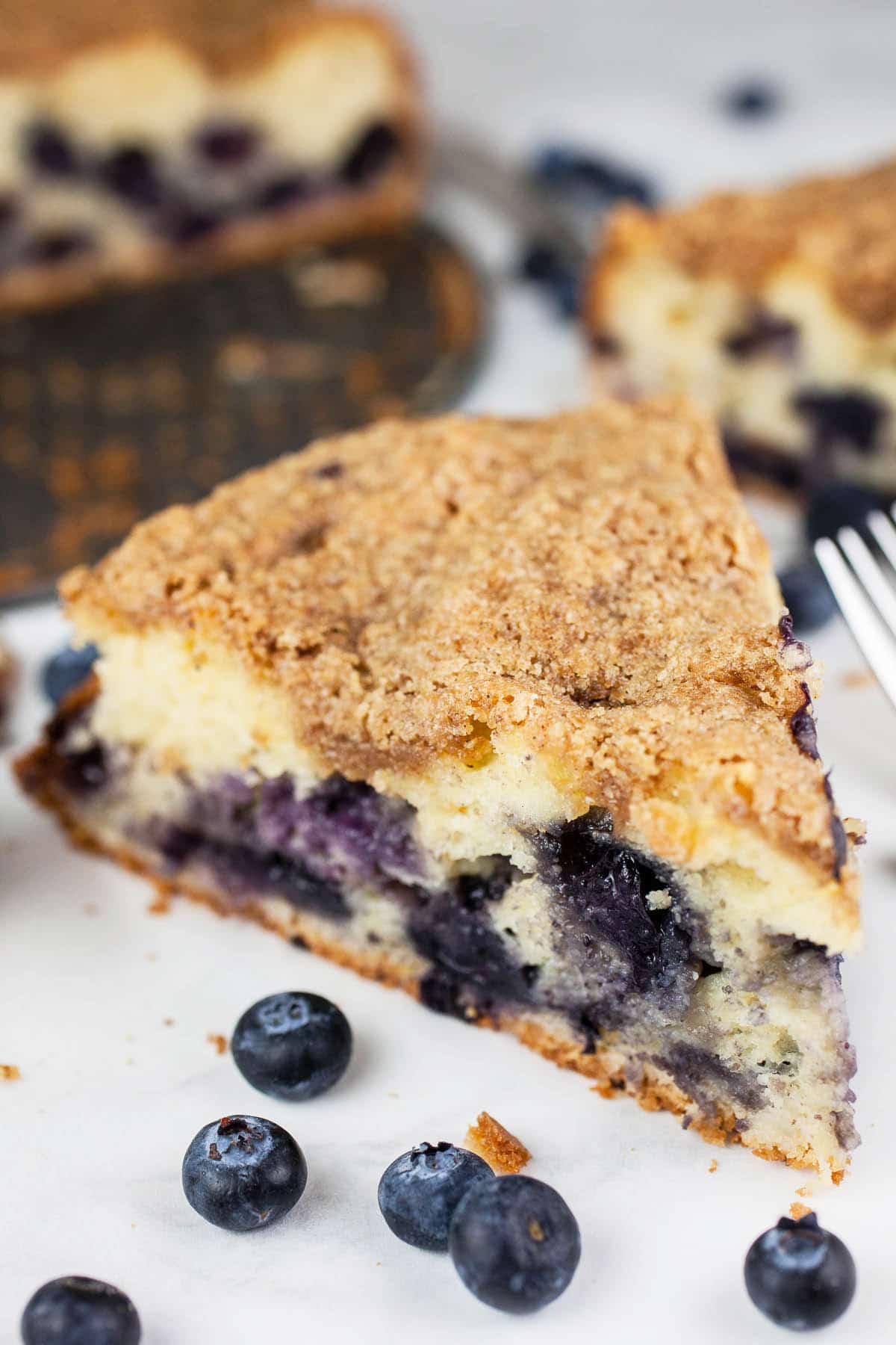 Blueberry buckle with streusel topping.