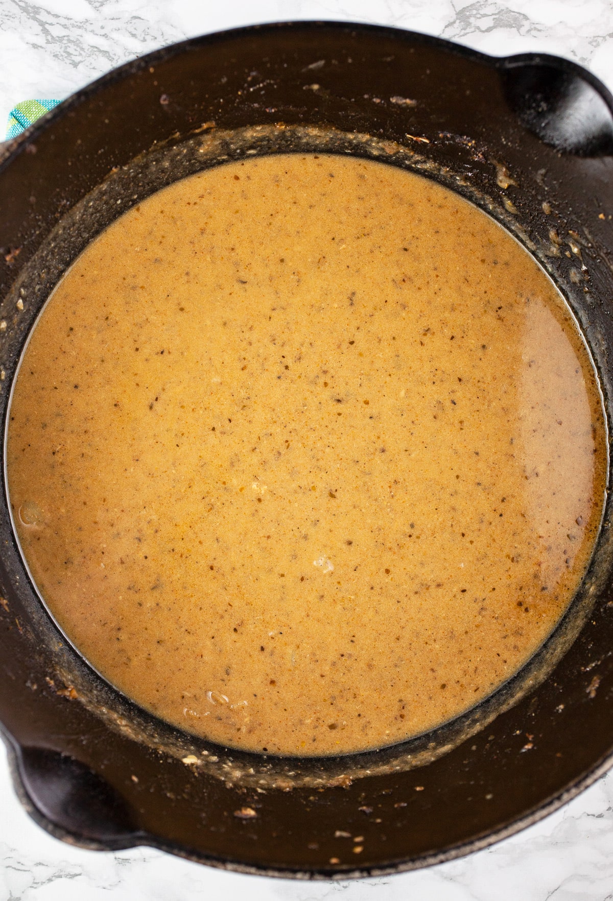 Pan sauce in Dutch oven.