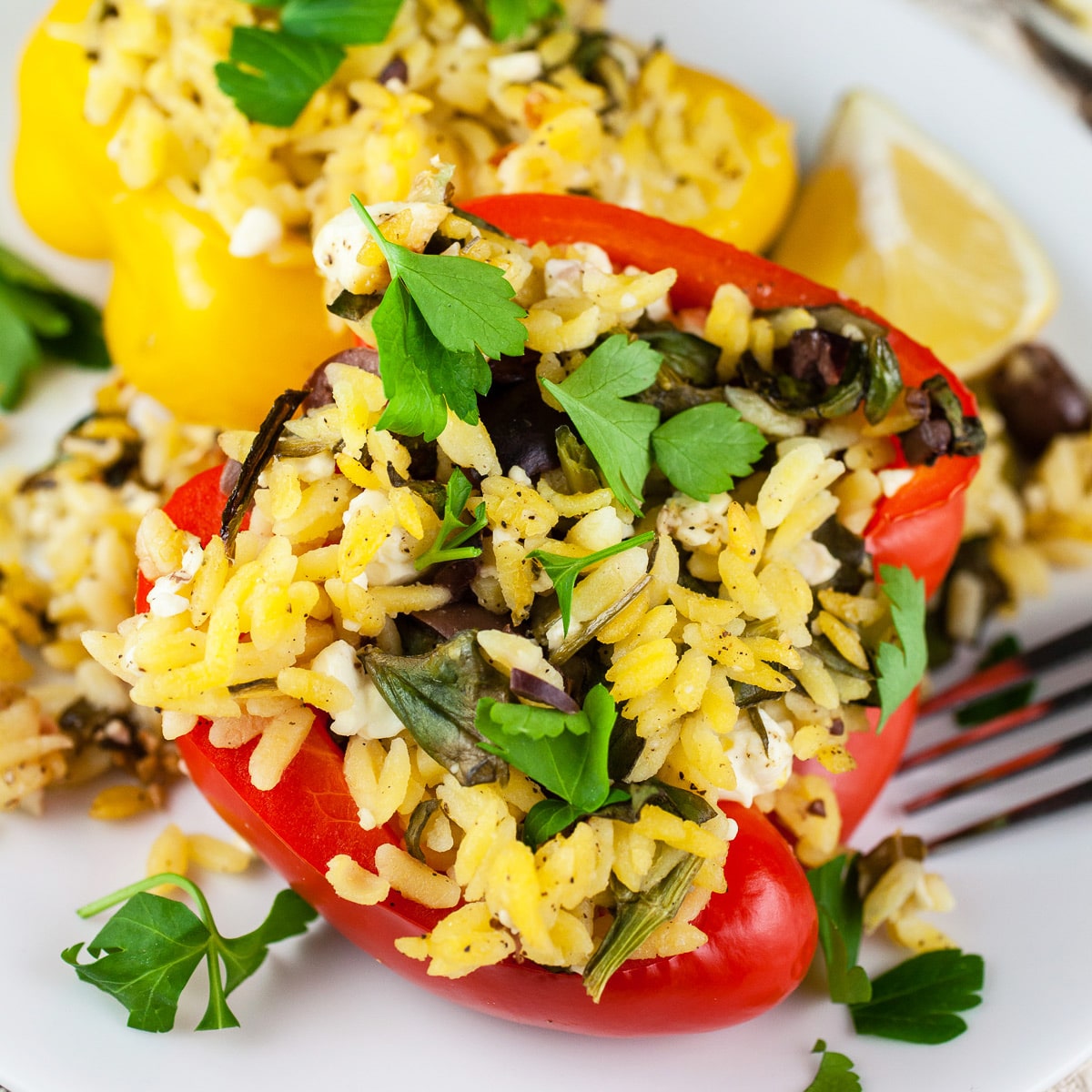 Vegetarian Greek Stuffed Peppers 