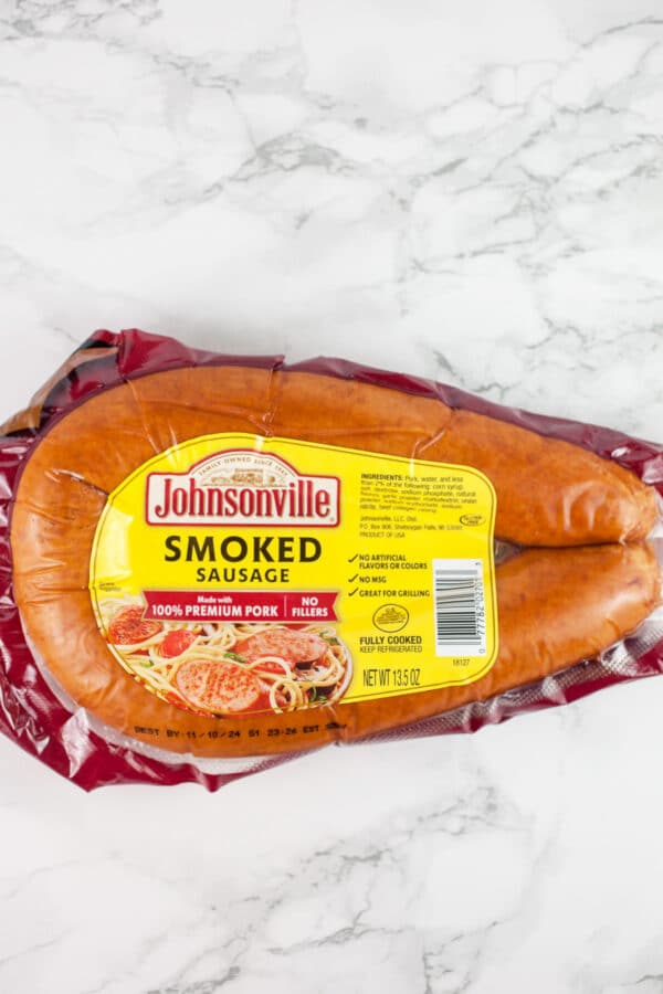 Packed of Johnsonville smoked sausage.