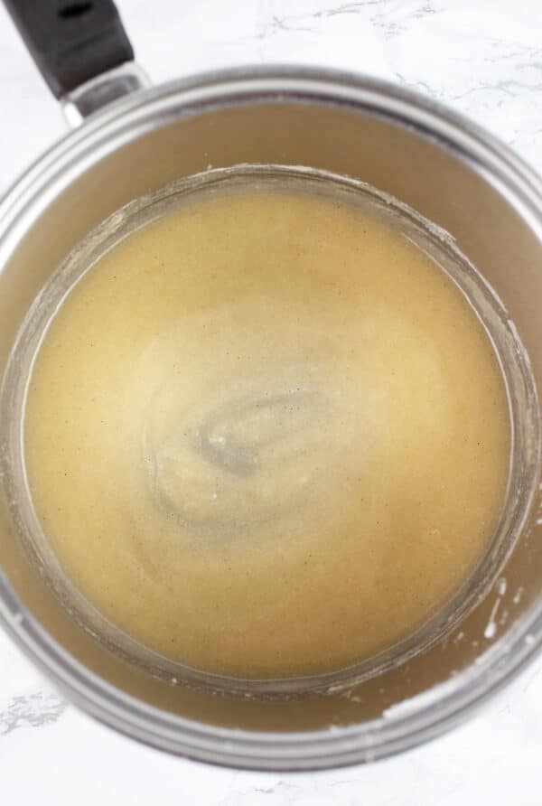 Butter and flour mixture in sauce pan.