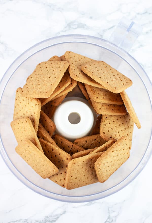 Whole gluten free graham crackers in food processor.
