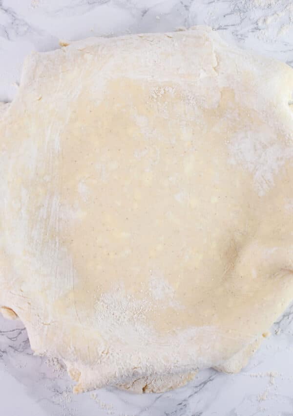 Gluten free pie dough placed in pie plate.