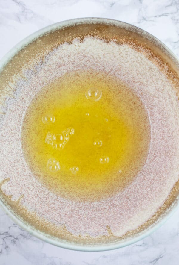 Egg whites in ceramic bowl.